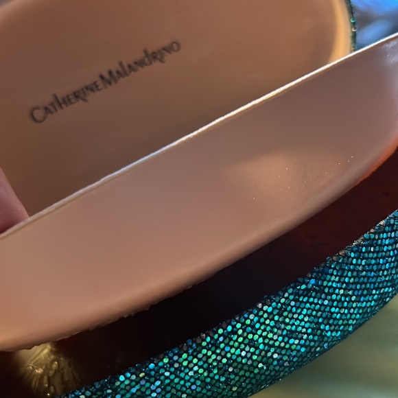 Catherine Malandrino Hard Eyeglass Case Wristlet, Turquoise Glitter - Picture 11 of 12